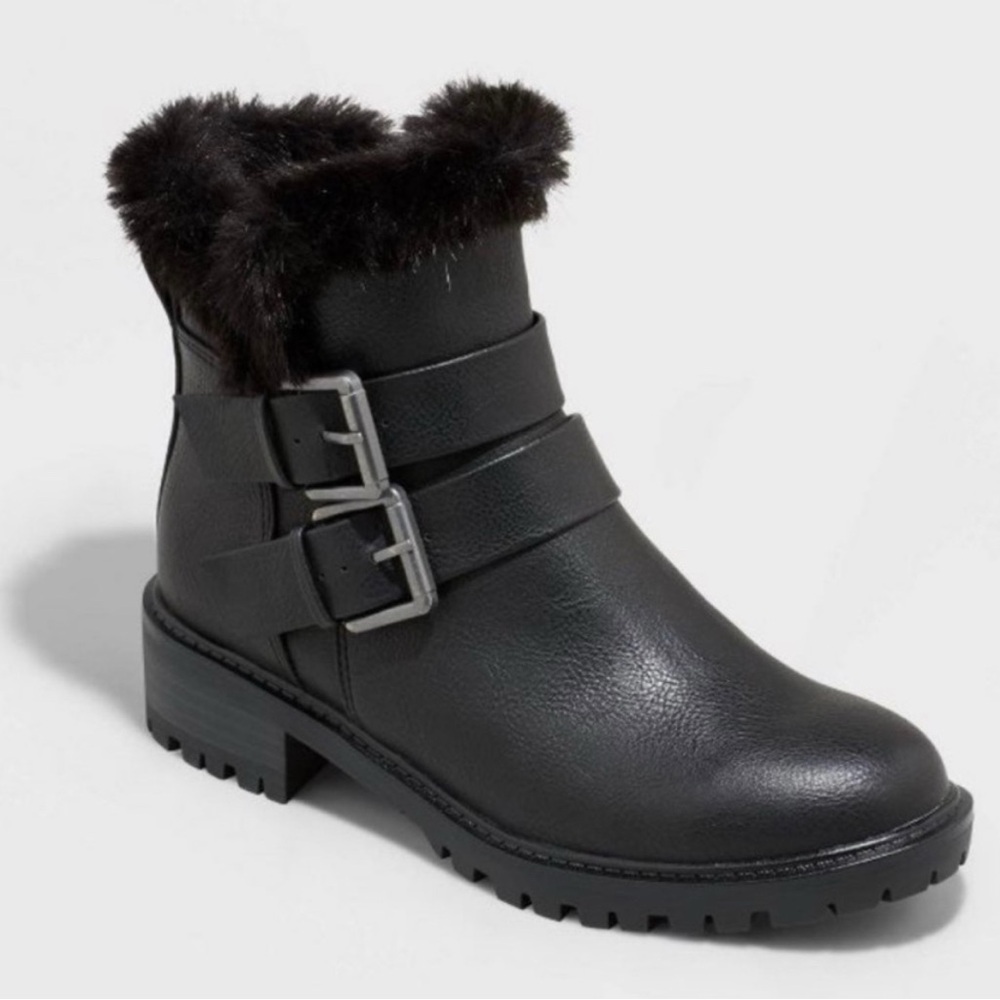 Universal Thread Janet Faux Fur Lined Moto Boots Women's size 11